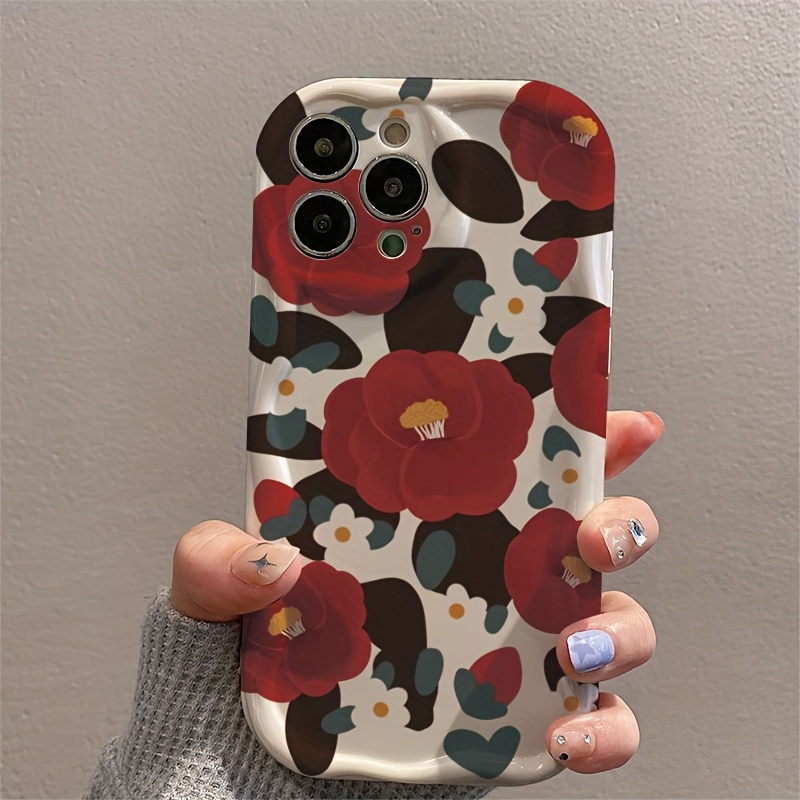 Vintage Floral Pattern Soft Case - Vintage Red Camellia Flower Ripple Pattern